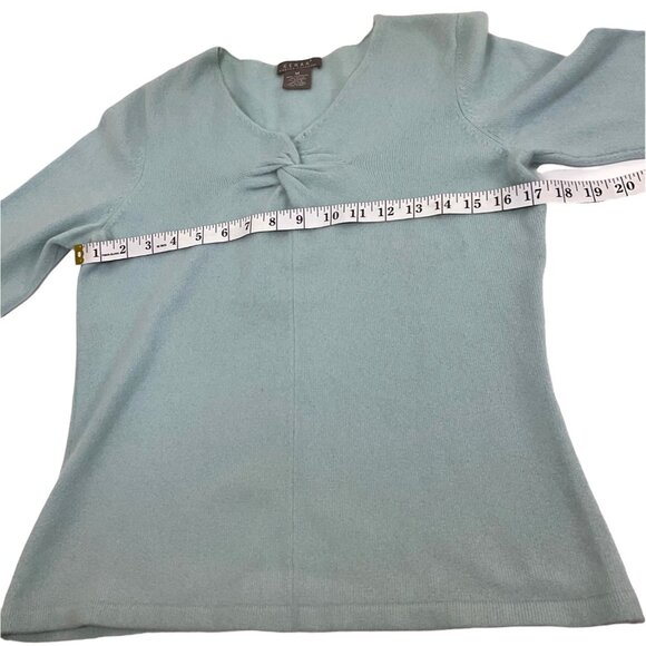 Kenar Medium Green Cashmere  V-neck Blue Long Sleeve Cashmere Sweater 10d - Picture 3 of 9